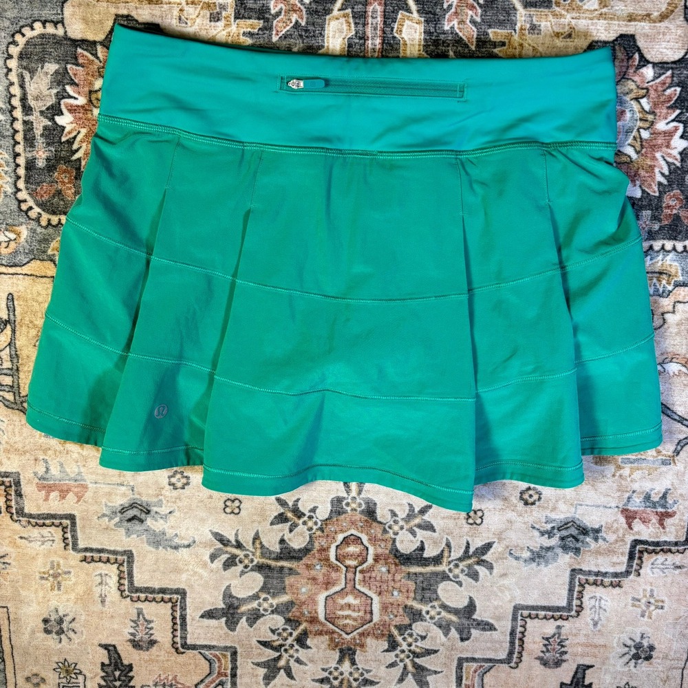 Lululemon Pace Rival Skirt Teal Green Size 6 Pleated Tennis Golf Skort LW8AC7T